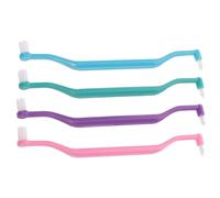 LIFKICH 4 Pièces Brosse à Dents Orthodontique, Brossette Interdentaire Double Tête, Plastique, Poignée Courbe, Petites Têtes de Poils, Nettoyage Précis des Dents Espaces Difficiles