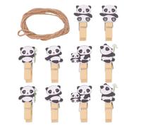 LIFKICH 60 Pinces en Bois Bouleau Panda Légères et Résistantes pour Photos et Notes, Faciles à Ranger, Décoration Maison et Réunions Familiales