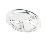 LIFKICH Assiette à Dîner Compartimentée en Acier Inoxydable 32 Cm Ronde 4 Compartiments, Plateau Repas Polyvalent pour Pique-niques et Restauration Rapide