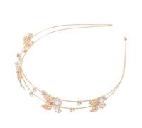 LIFKICH Bandeau Cheveux Femme Chic à Double Bande Orné de Strass et Zircon, Couleur Or, Accessoire Coiffure Élégant pour Fêtes, Mariage et Occasions Spéciales