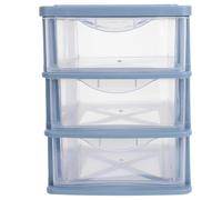 LIFKICH Boîte de Rangement à Tiroirs en Pp Bleu Design à Trois Couches, Organisateur de Bureau Moderne et Robuste pour Cosmétiques et Fournitures Scolaires