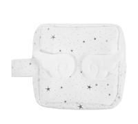 LIFKICH Boîte de Rangement Étanche pour Serviettes Hygiéniques en Tissu Blanc, Forme Aile Poignée, Compartiments Multiples pour Voyage et Utilisation Extérieure