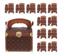 LIFKICH Boîtes à Bonbons Utilisation Polyvalente en Papier Marron Lot de 10 Forme Coffre Trésor Poignée Portable pour Fêtes D'anniversaire et Petits Accessoires