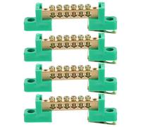 LIFKICH Borne de Mise la Terre Cuivre 4 Pièces 6 Trous 6x9 Mm Barre Omnibus Électrique Verte pour Tableau de Distribution Bornier Électrique Cuivre Bornier à Vis Sûre