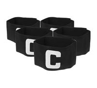 LIFKICH Brassard de Capitaine de Football Élastique et Confortable en Polyester 5 Pièces Noir Design Crochet et Boucle pour Gestion D'équipe et Entraînement