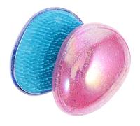 LIFKICH Brosses à Cheveux Démêlantes et Massantes D'œuf pour Cheveux Longs Lot de 2 Poils Doux Anti-statiques, Couleurs Nacrées Rose et Bleu Foncé Bouclés et Secs, pour Voyage et Soin