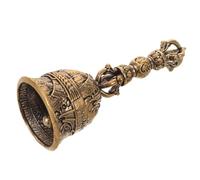 LIFKICH Cloche Vajra Tibétaine en Cuivre, Poignée Intégrée Sculptée | Usage Cérémoniel et Bénédiction, Son Clair Prolongé, Patine Naturelle, Style Vintage Bohème Rustique