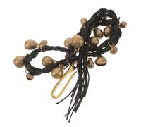 LIFKICH Clochettes de Cymbale pour Charleston, Effet Sizzle, Corde Tressée | Accessoire de Percussion Portable, Anneau à Clochettes Simple, Métal et Tissu Noir, pour Batteurs et Danseurs