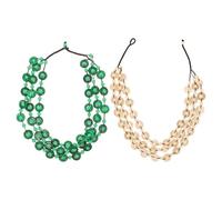 LIFKICH Collier statement 2 pièces pour femmes - Collier bohème ras cou en coquillage de noix de et perles en bois, attrayant et résistant, adapté aux anniversaires et étés