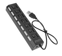 LIFKICH Concentrateur USB 7 Ports Haute Vitesse pour Ordinateur Portable Multi-connecteur USB Portable LED D’Alimentation Extension 2.0 Noir Câble Épais Adapté Aux Accessoires Multiples