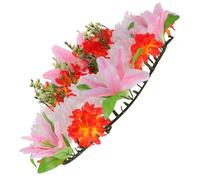 LIFKICH Couronne Commémorative de Deuil en Fleurs Artificielles de Soie Rouge, Aspect Naturel et Facile à Entretenir pour Activité Funéraire et Tombe
