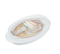 LIFKICH Cuiseur Vapeur Micro-ondes Rond avec Couvercle Blanc en Plastique, Panier Vapeur Alimentaire avec Barrière Anti-fuite pour Cuisson Saine Poisson