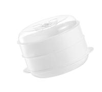 LIFKICH Cuiseur Vapeur Multifonction pour Micro-ondes Panier Vapeur Double Couche en Pp Blanc, Rétention D'eau et Résistance, pour Usage Domestique