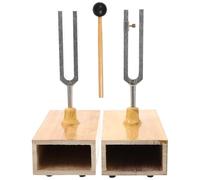 LIFKICH Diapason Réglage Précis et Ajustable de Résonance avec Base en Bois en Métal et Marteau pour Expériences Physiques et Enseignement Scientifique