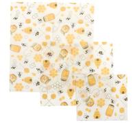 LIFKICH Emballages Alimentaires Design Créatif la Cire D'abeille Réutilisables 3 Pièces en Papier et Tissu pour Légumes et Fromages pour Boulangerie et Snack