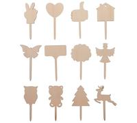 LIFKICH Étiquettes en Bois pour Plantes 12 Pièces avec Surface Inscripte, Marqueurs de Jardin Pratiques pour Identification des Fleurs en Décoration Extérieure