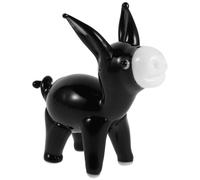 LIFKICH Figurine D'âne en Verre Soufflé la Main Noir, Décor Unique et Moderne pour Cabinet de Curiosités, Objet de Collection Résistant et Design Original