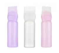 LIFKICH Flacon Applicateur Plastique 120ml Léger pour Teinture Capillaire Peigne 3pcs, Distribution Uniforme de Couleur pour Usage Professionnel Domicile