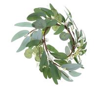 LIFKICH Guirlande de Bougies en Eucalyptus Artificiel Vert, Facile à Utiliser Bougies, Tissu en Soie et Fer, Décoration Rustique Élégante pour Cheminées et Mariages