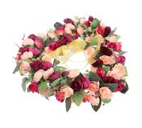 LIFKICH Guirlande de Mariage de Cœur avec Fleurs en Soie et Plastique, Décoration Élégante pour Portes et Scènes de Fête, Couronne de Fleur Romantique Polyvalente