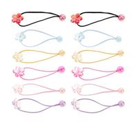 LIFKICH Lot de 12 Élastiques à Cheveux pour Tout-petits Double Boule et Design Fleur, Accessoires Mignons en Plastique et Tissu pour Cours de Danse et Sport