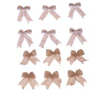 LIFKICH Lot de 12 Nœuds en Dentelle de Lin Décoratifs, Couleur Naturelle, 6 Pcs C2-1 6 Pcs C2-6, Ornements Suspendus pour Décoration de Noël, Fête et Maison, Accessoire Noël Rustique