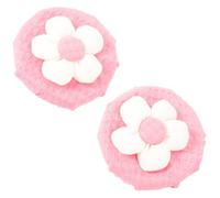 LIFKICH Lot de 2 Caches de Boutons Ronds pour Poignées de Tiroir et Porte en Tissu Coton Rose, Réutilisables et Anti-collision, Décoratifs pour Armoire et Porte