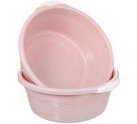 LIFKICH Lot de 2 Lavabos Plastiques Domestiques Taille Moyenne Rose Nordique, Bassines Multifonctions pour Bain de Pieds et Lavage du Visage Fond Antidérapant, Utilisables en Salle de