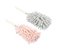 LIFKICH Lot de 2 Plumeaux Télescopiques à Main en Microfibre Flexible, Brosse à Poussière pour Meubles et Voiture, Tête Pivotante pour Nettoyage Plafond et Surfaces Délicates, Couleurs