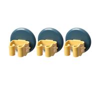 LIFKICH Lot de 3 Supports Muraux Ventouse pour Balai et Serpillière, Porte-Balai Pinces Antidérapantes Bleu et Jaune, Rangement Mural Multi-usages Cuisine, Salle de Bain et Balcon