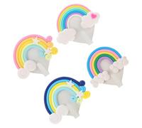 LIFKICH Lot de 4 Crochets Adhésifs Décoratifs Arc-en-ciel et Cœur, sans Perçage, en Plastique Blanc, pour Rangement Mural Polyvalent Chambre, Salon et Bureau, Cintres et Ornements Muraux