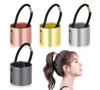 LIFKICH Lot de 4 Élastiques à Cheveux en Alliage Charnière à Ressort et Bande Élastique Intérieure, Accessoires de Coiffure Stylés pour Queue de Cheval au Quotidien et Fêtes