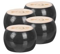 LIFKICH Lot de 4 Pieds de Meubles en Bois Massif Diamètre 5 CM Forme Ronde Plate Couleur Noire pour Canapé Commode et Armoire Accessoires Multifonctionnels pour Rangement en Cube