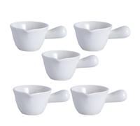 LIFKICH Lot de 5 Mini Pots à Lait en Céramique Blanche, Capacité 100ml, Facile à Nettoyer, Pratique Maison Lieux de Restauration