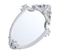 LIFKICH Miroir Suspendu Style Baroque Argenté 40 CM pour Véranda et Salon de Beauté Cadre Antique en Relief