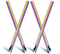 LIFKICH Pailles Réutilisables en Acier Inoxydable 304 Multicolores Lot de 4 pour Thé à Bulles, Smoothies et Milk-shake, Paille Métallique Solide et Écologique pour Maison, Style Aléatoire