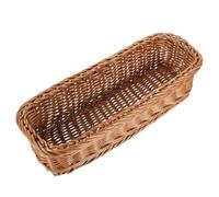 LIFKICH Panier à Couverts Tressé en Imitation Rotin Plastique Taille 30 X 11 X 7 CM Couleur Marron Panier de Rangement Polyvalent Cuisine Salle à Manger et Bureau Corbeille