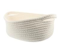 LIFKICH Panier de Rangement en Corde de Coton Tissé Blanc avec Poignées Doubles, Panier Tressé Portable pour Bureau et Maison, Organisateur Polyvalent pour En-cas et Petits Objets,