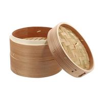 LIFKICH Panier Vapeur en Bois Naturel 2 Étages Couvercle, Facile à Nettoyer, pour Cuire Baozi et Raviolis la Maison Cuisine