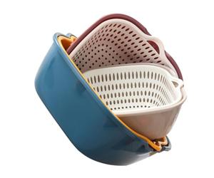 LIFKICH Passoire D'évier Double Couche en Pp 6pcs Poignées, Panier Égouttoir pour Fruits et Légumes, Conception Creuse Drainage Rapide Cuisine