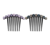 LIFKICH Peigne à Motifs Floraux en Résine Strass, Épingle à Cheveux à Sept Dents, Lot de 2pcs, Accessoire Élégant pour Coiffure de Mariage ou Cheveux Bouclés Couleur Couleur Aléatoire