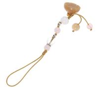 LIFKICH Pendentif en Jade Jaune et Agate Lotus Chaîne Téléphone Portable, Accessoire Chic pour Clés de Voiture, Matériau Aventurine, Style Délicat et Vintage