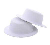 LIFKICH Petit Chapeau Haut de Forme Blanc 2 Pièces DIY en Eva et Tissu Accessoires Coiffure Solides et Faciles à Clipser pour Cheveux ou Poupées