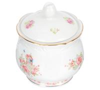 LIFKICH Pichet à Lait en Céramique Couvercle, Sucrier pour Sucre Morceaux, Accessoire Café Finition Dorée, Volume 180 Cm³, Usage Domestique