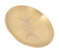 LIFKICH Plateau Pentagramme Rond Métal pour Bougie Décorative Assiette Porte-Bougie pour Décoration Rituel