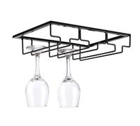 LIFKICH Porte-verres à Vin Suspendu en Fer Noir, Support Chic pour Bar | Rangement pour Coupes et Verres à Pied, Usage Café ou Comptoir, Finition Noire Élégante