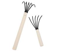 LIFKICH Râteau Multifonction pour Palourdes et Fruits de Mer Manche en Bois Confortable et Griffes en Acier Haute Teneur en Carbone, Lot de 2 Pièces Facile à Nettoyer