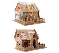 LIFKICH Set de 2 Petites Maisons Lumineuses de Noël en Papier et Plastique, Décoration DIY Créative sans Bavure pour Garçon et Filles, pour Chambre ou Fête de Noël Style Plusieurs Styles