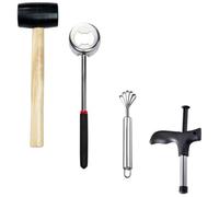 LIFKICH Set D'outils et Grosse Ouverture pour Ouvrir Noix Tropicale en Acier Inoxydable Poignée Ergonomique Cuisine à Domicile