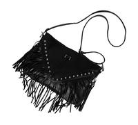 LIFKICH Single Shoulder Bag Soft Cuir avec Franges et Rivets Sac à Bandoulière et Décontracté pour Femmes Noir